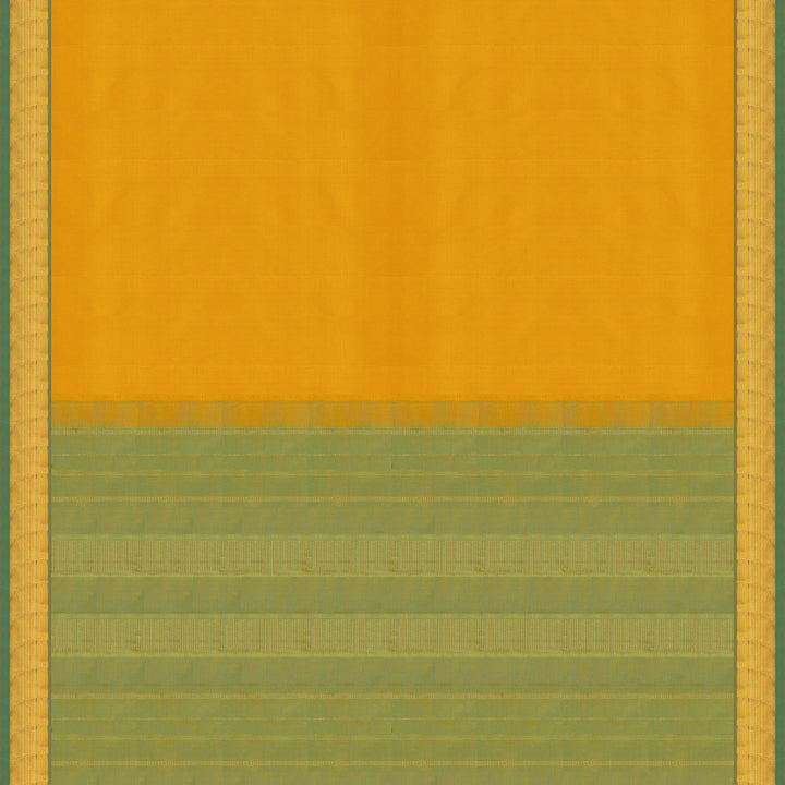 Yellow Kanjivaram Silk Saree with Dual-Tone Aqua Blue Border 3488 T015749DSC