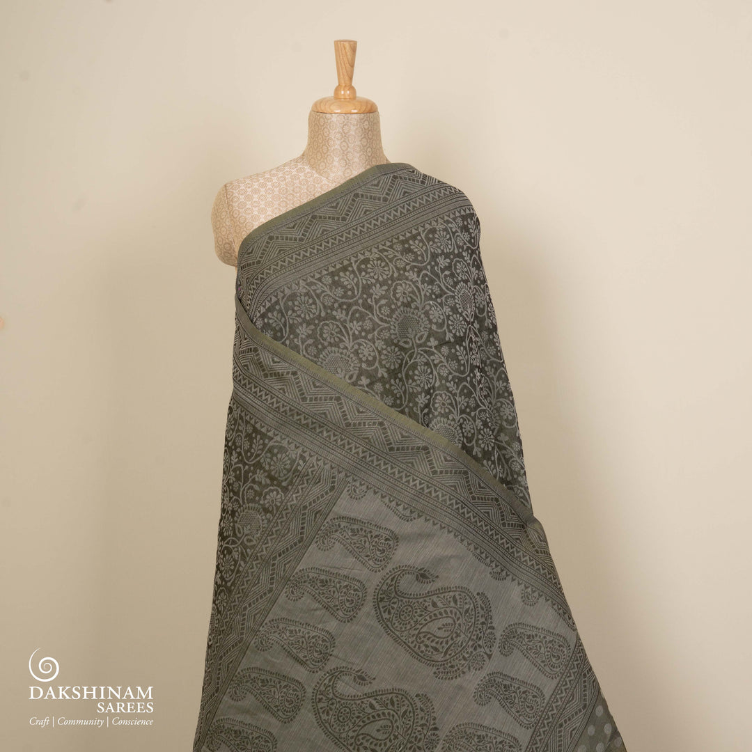 Curated Pair – Handwoven Pink and Grey South Cotton Saree