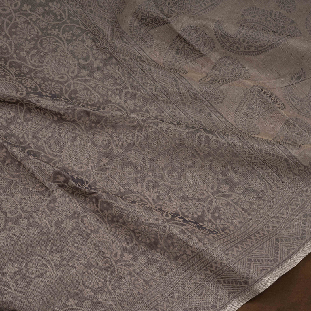 Curated Pair – Handwoven Lime Green and Beige South Cotton Saree