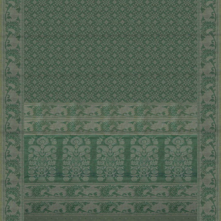 Green South Cotton Saree with Diamond Floral Motifs 3364T015699DSC