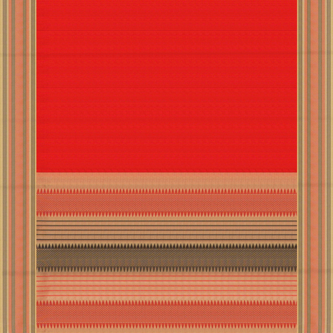 Orange Gadwal Silk Saree with Beige Border 3378T016175DSC