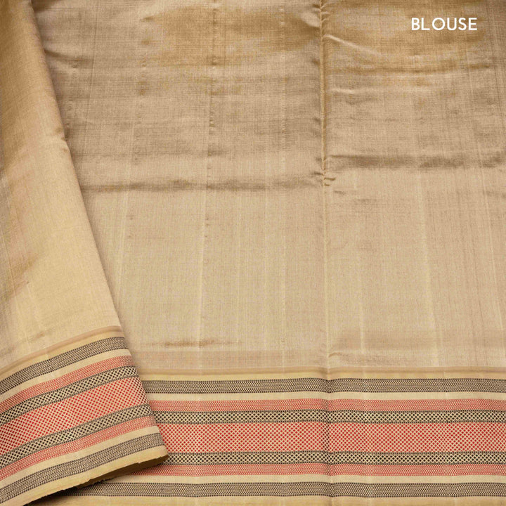 Orange Gadwal Silk Saree with Beige Border 3378T016175DSC