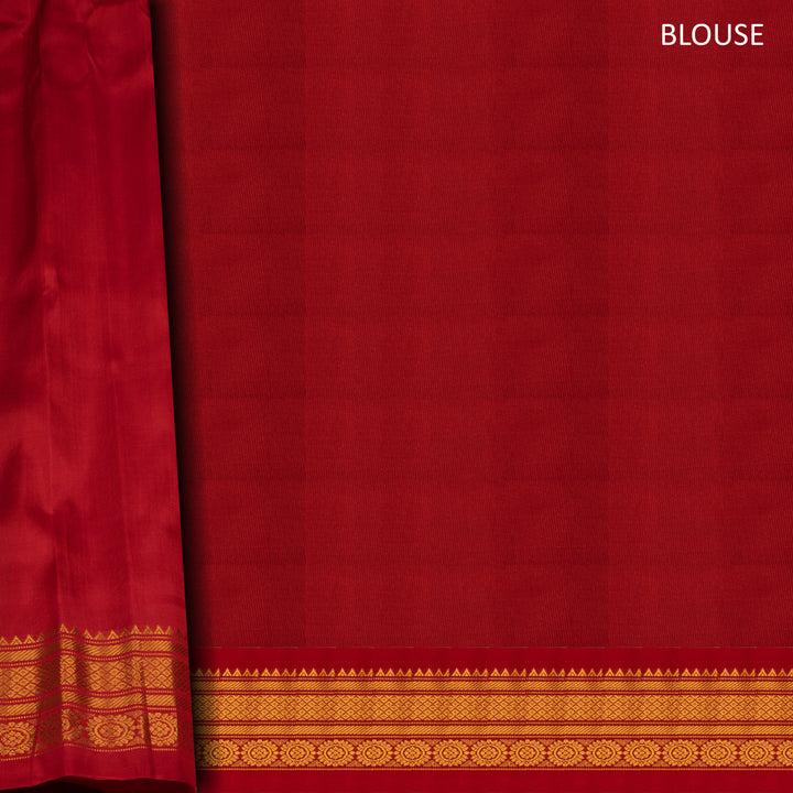 Off White Gadwal Silk Saree with Red Border and Gold Zari 3333T016180DSC