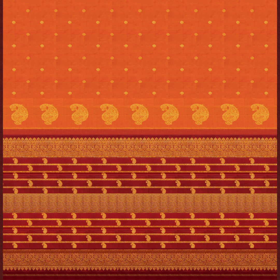 Orange Kanchipuram Silk Saree with Maroon Pallu 3402T016026DSC