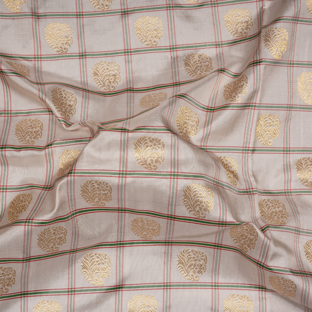 Off White Pochampally Ikat Silk Saree with Kadiyal Butta 3403T016363DSC