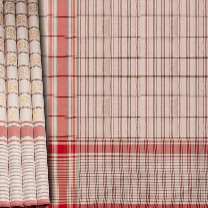 Off White Pochampally Ikat Silk Saree with Kadiyal Butta 3403T016363DSC