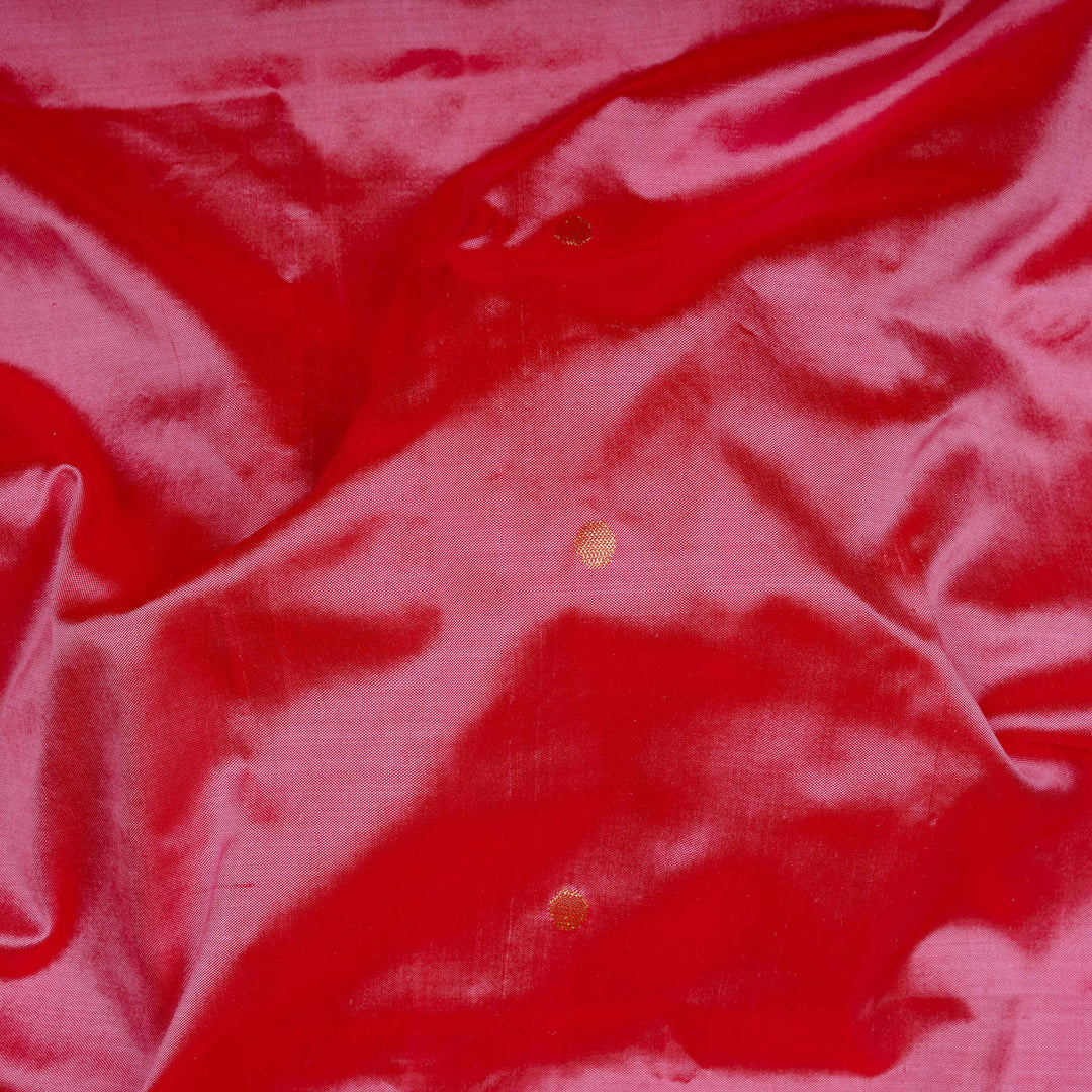 Pink silk Paithani saree with mango butta, diamond zari border and bird Paithani pallu with paneled lines and matching blouse