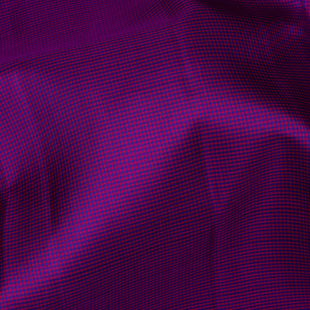 Violet Kanjivaram silk saree with pink small checks, magenta gold zari border and panel zari pallu with matching blouse