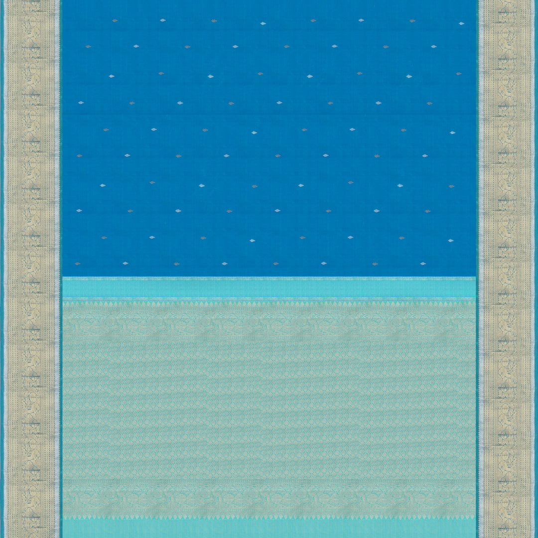 Handwoven Blue Kanjivaram Silk Saree - 1823T008332DSC