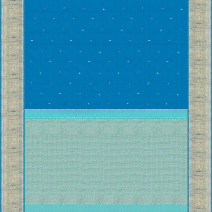 Handwoven Blue Kanjivaram Silk Saree - 1823T008332DSC