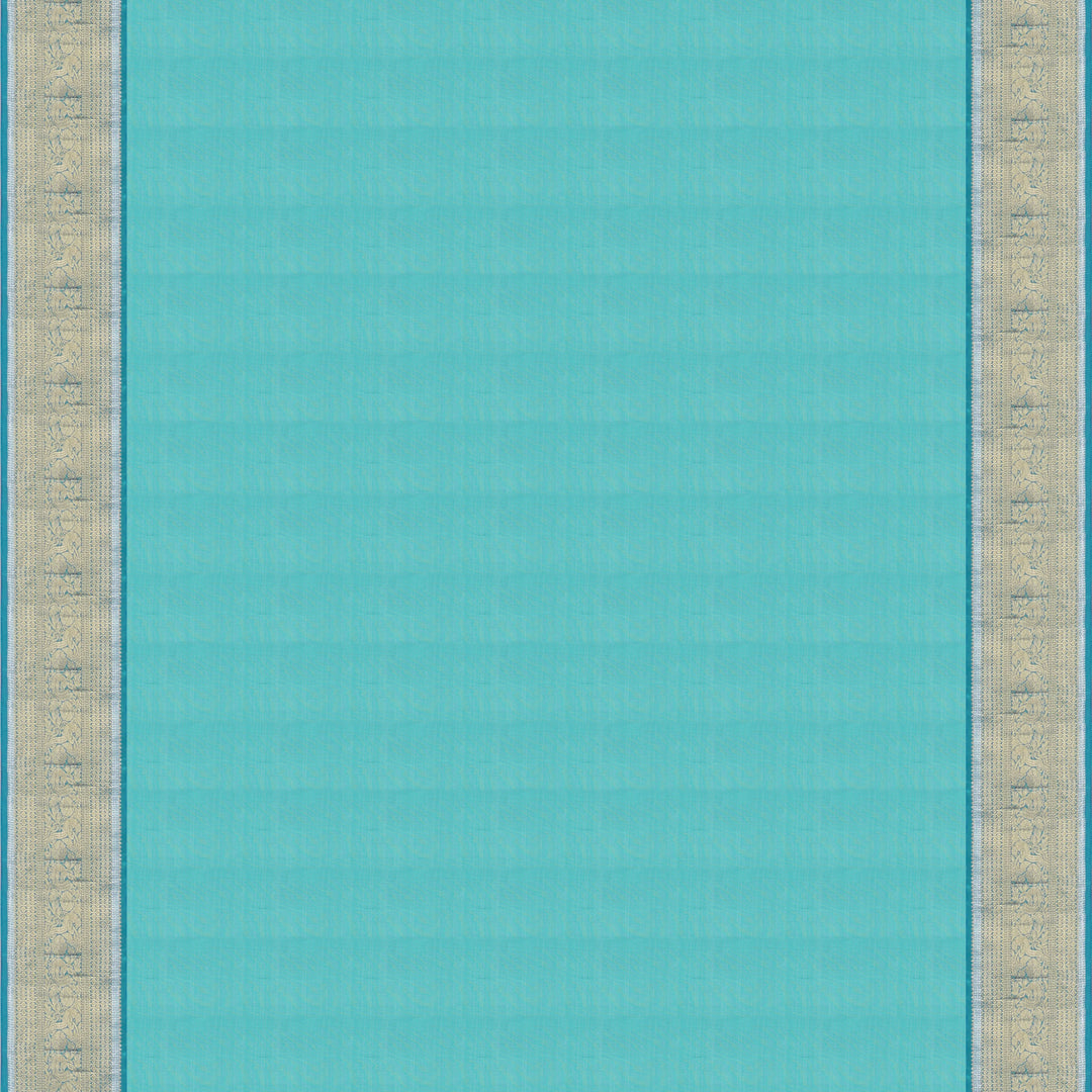 Handwoven Blue Kanjivaram Silk Saree - 1823T008332DSC
