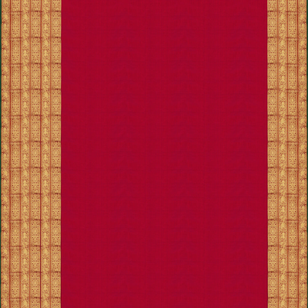 Handwoven White with Red Kanjivaram Silk Saree - 1824T005868DSC
