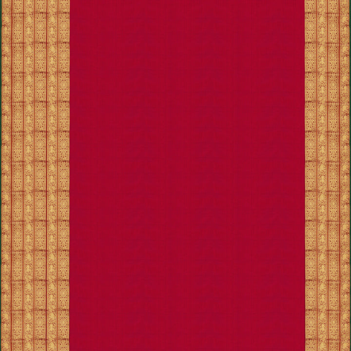 Handwoven White with Red Kanjivaram Silk Saree - 1824T005868DSC