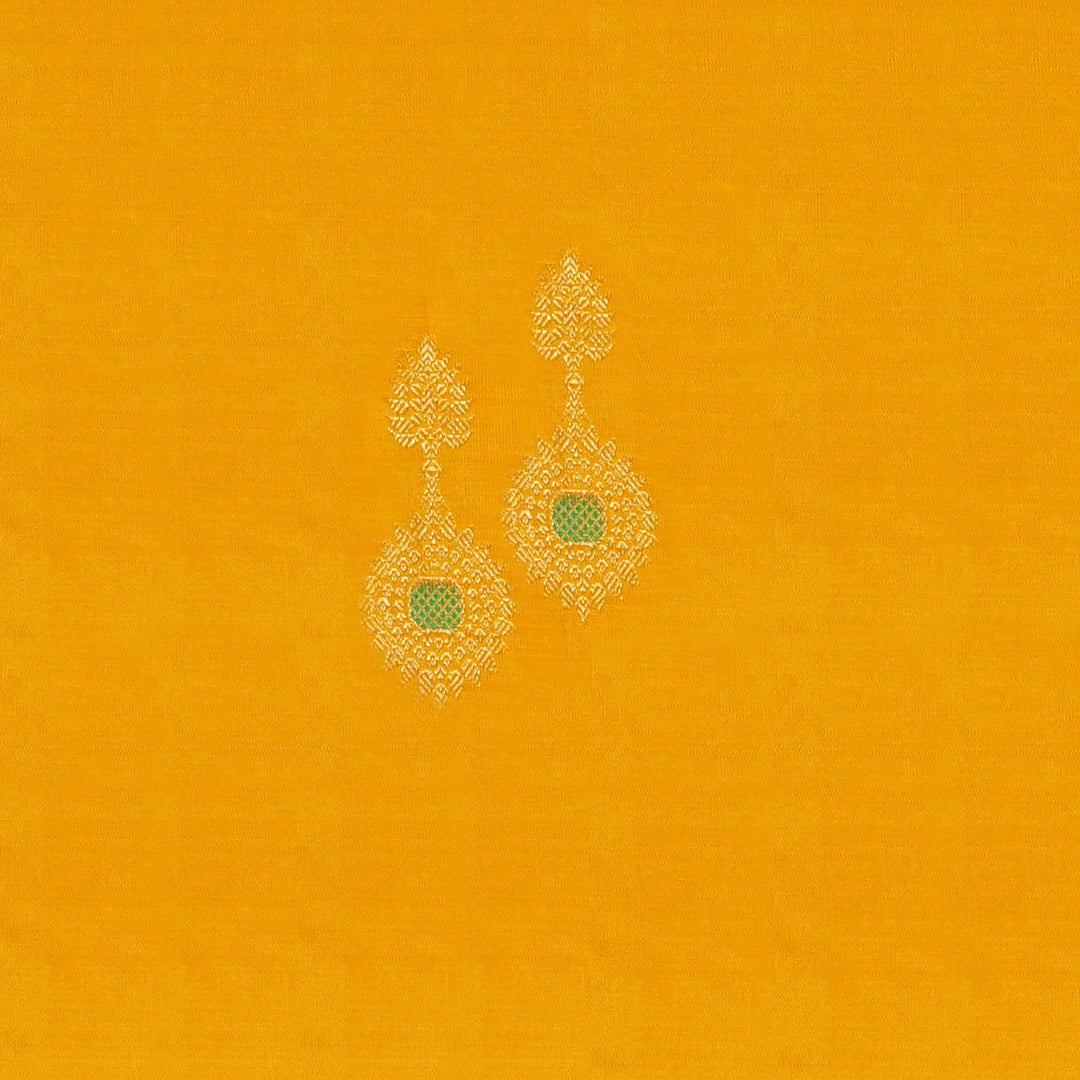 Handwoven Yellow with Violet Kanjivaram Silk Saree - 1832T008659DSC