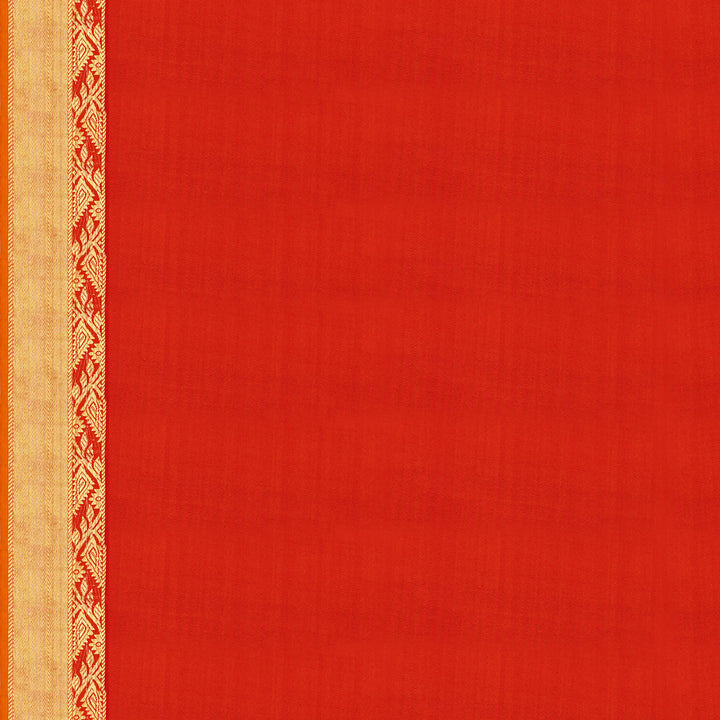 Handwoven Black with Orange Kanjivaram Silk Saree - 1836T008333DSC