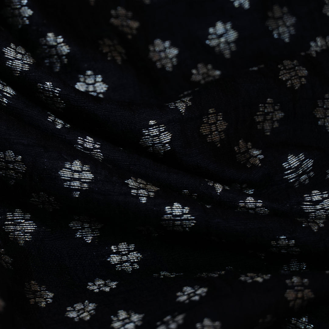Handwoven Black Raw silk Fabric - 33T007188DSC