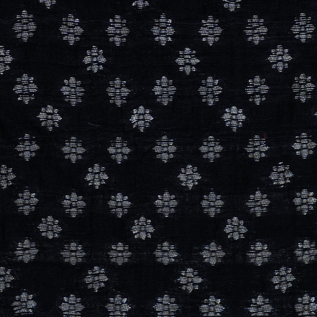 Handwoven Black Raw silk Fabric - 33T007188DSC