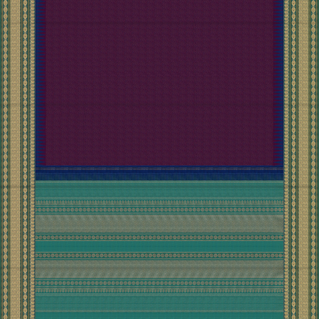 Handwoven Grape with Green Kanjivaram Silk Saree- 1856T005693DSC