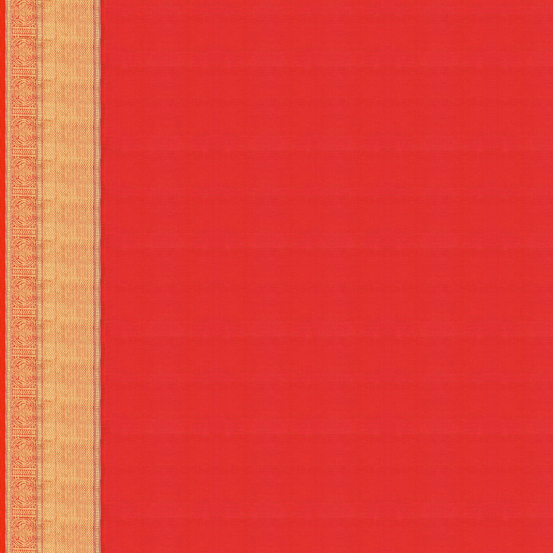 Handwoven Beige with Shot pink and Orange Kanjivaram Silk Saree - 1867T005705DSC