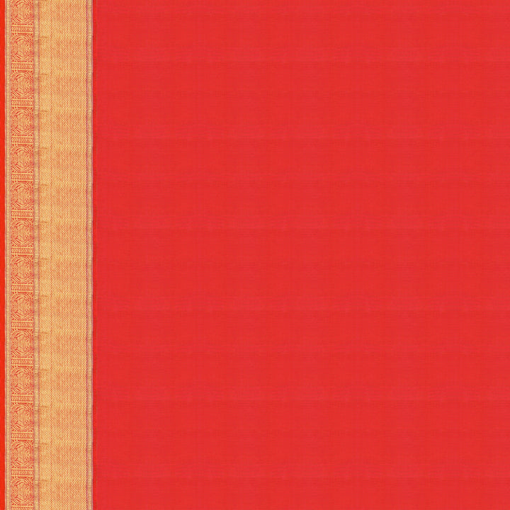 Handwoven Beige with Shot pink and Orange Kanjivaram Silk Saree - 1867T005705DSC