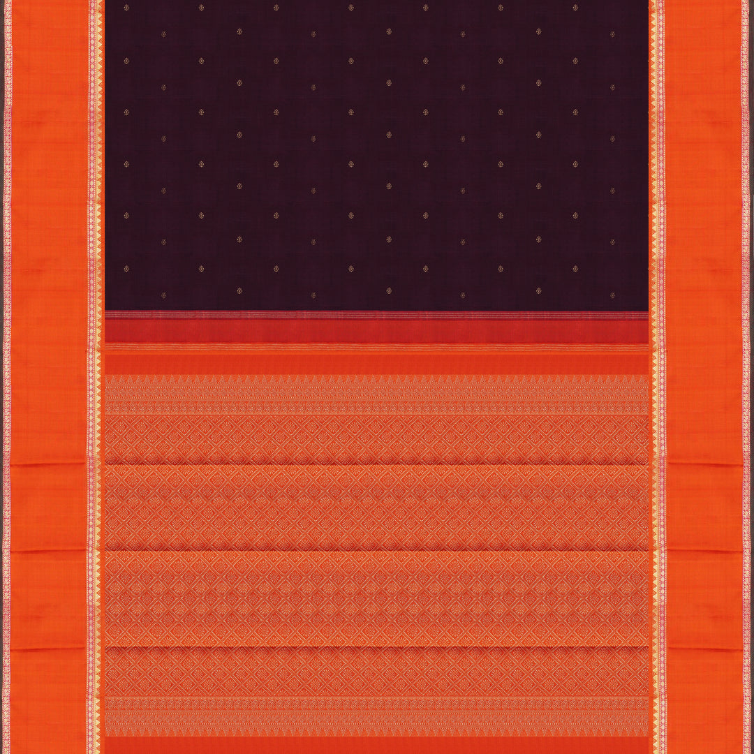 Handwoven Brown with Orange Kanjivaram Silk Saree - 1880T008781DSC