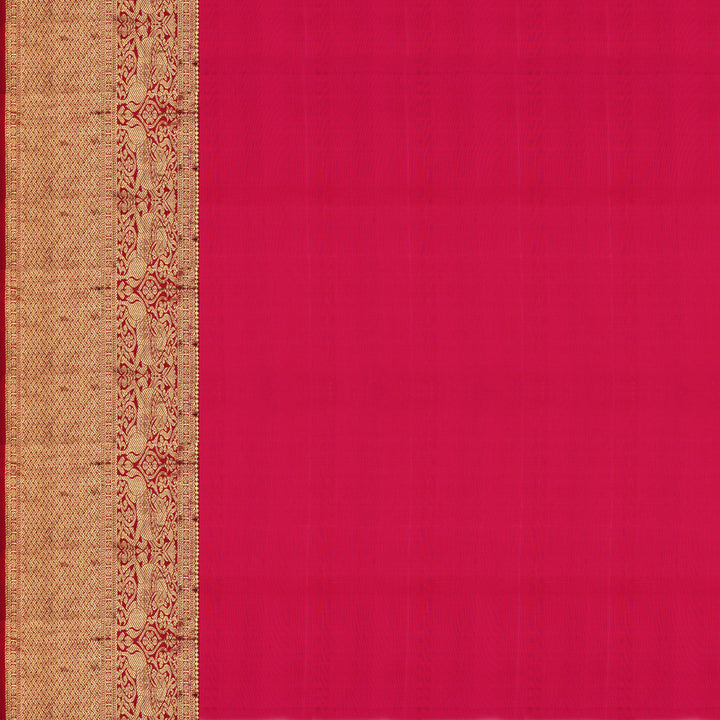 Handwoven Green with Pink Kanjivaram Silk Saree - 1881N007841DSC