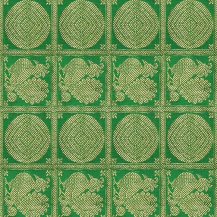 Handwoven Green with Pink Kanjivaram Silk Saree - 1881N007841DSC