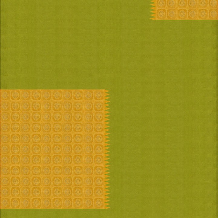 Handwoven Green with Yellow Kanjivaram Silk Saree - 1884T006031DSC