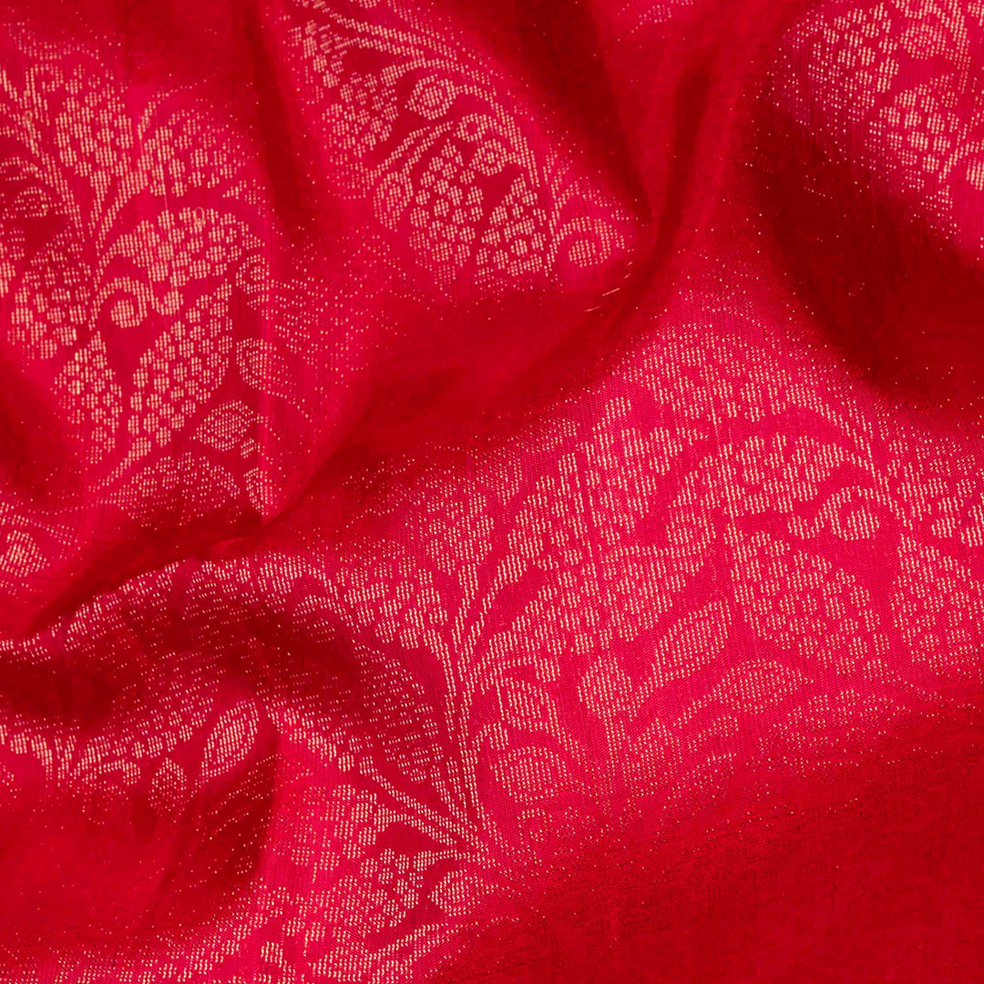Pink handwoven Ikat soft silk saree with Banarasi floral motifs, violet Ikat border and diamond Ikat pallu