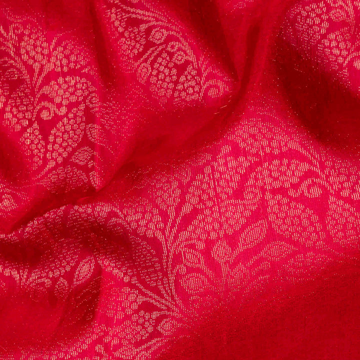 Pink handwoven Ikat soft silk saree with Banarasi floral motifs, violet Ikat border and diamond Ikat pallu