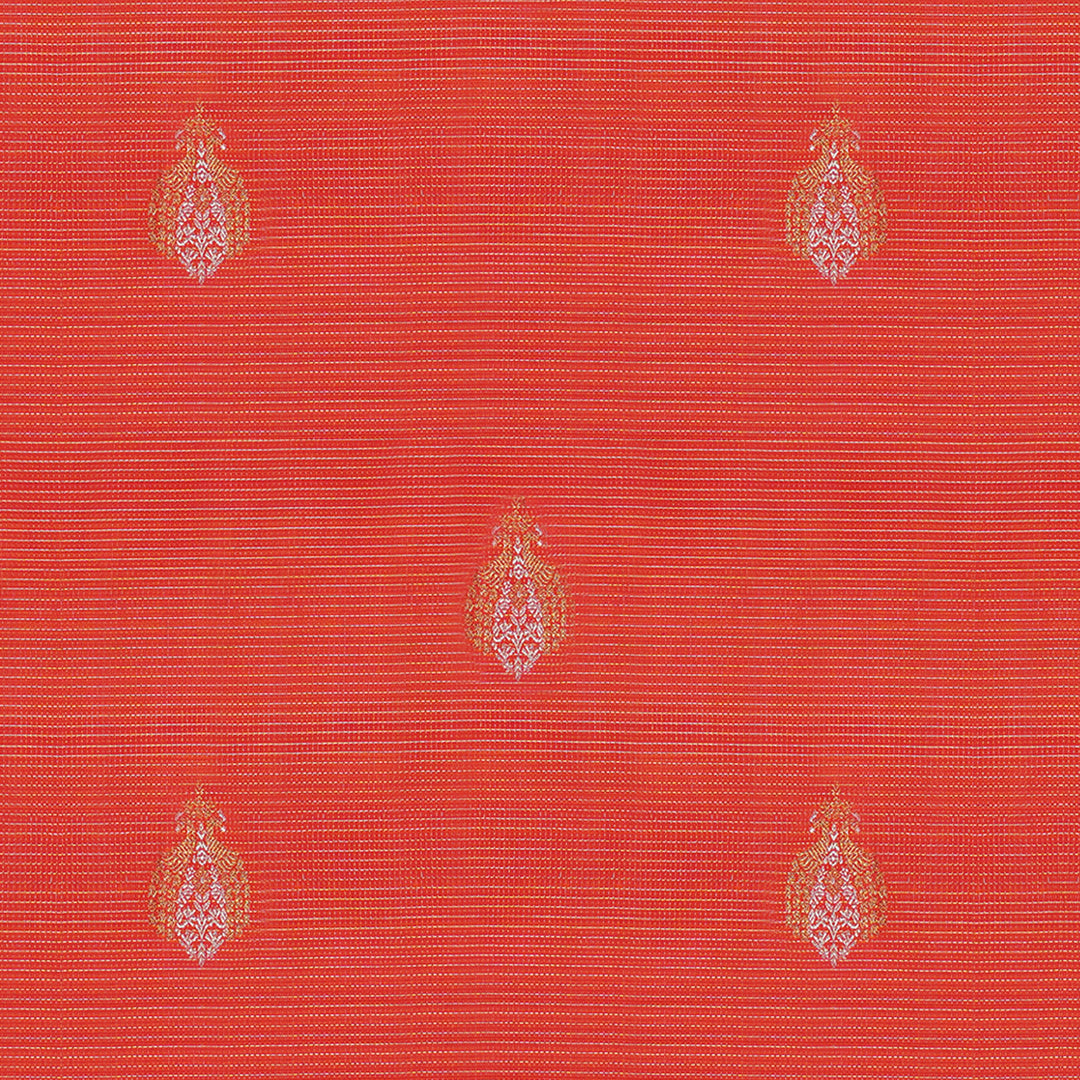 Handwoven Orange with Purple Kanjivaram Silk Saree - 1897T008800DSC