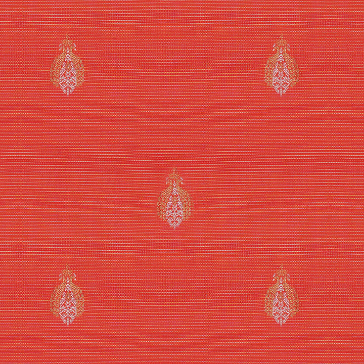 Handwoven Orange with Purple Kanjivaram Silk Saree - 1897T008800DSC