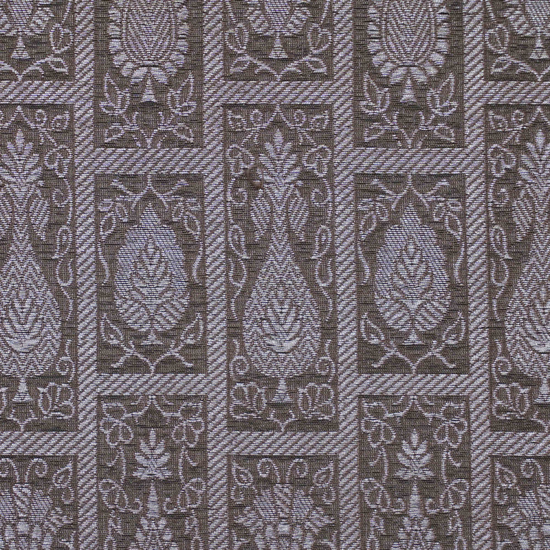 Handwoven Grey Banarasi Fabric - 40T006177DSC
