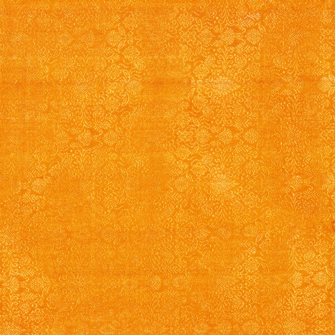 Handwoven Mustard Orange with Maroon Kanjivaram Silk Saree - 1899T008681DSC
