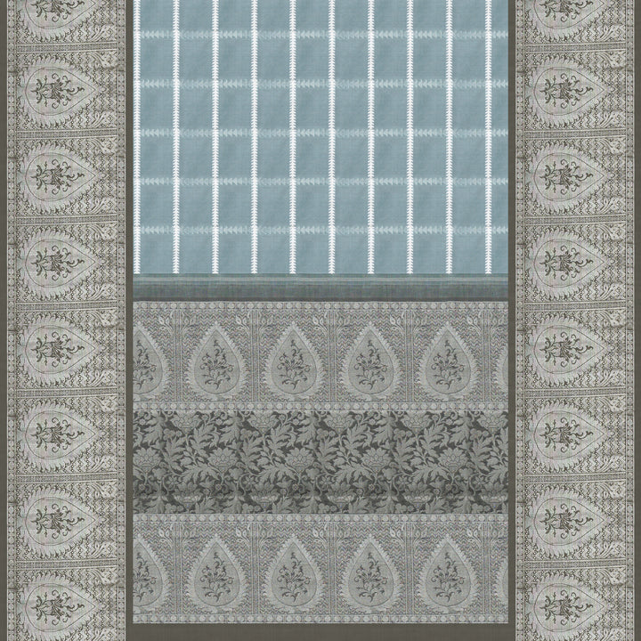 Handwoven Blue with Grey Kanjivaram Silk Saree - 1904N014153DSC