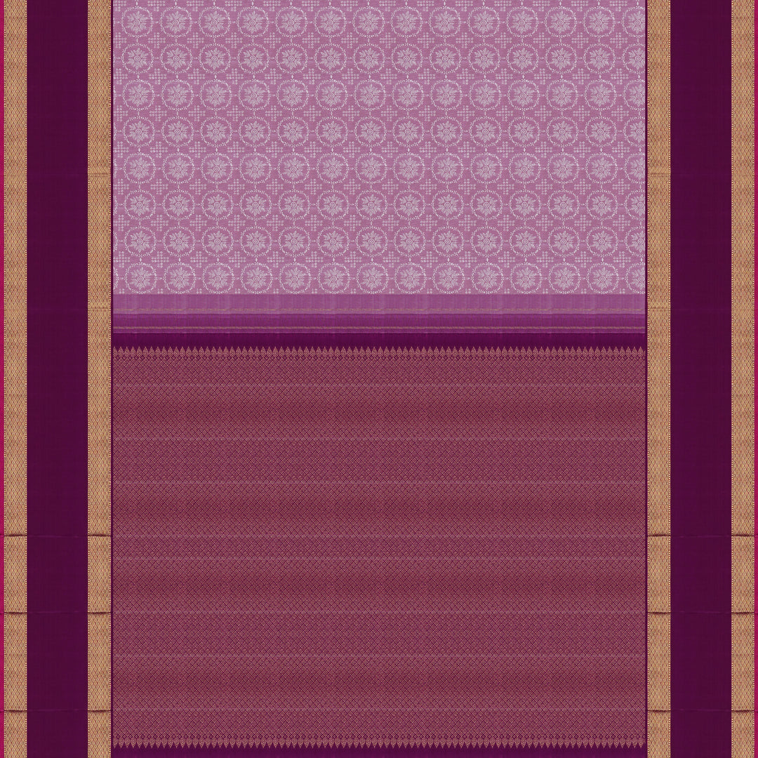 Handwoven Pink with Purple Kanjivaram Silk Saree - 1906T008662DSC
