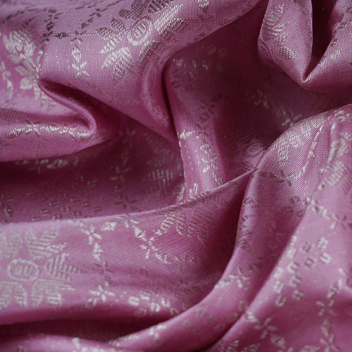 Handwoven Pink with Purple Kanjivaram Silk Saree - 1906T008662DSC