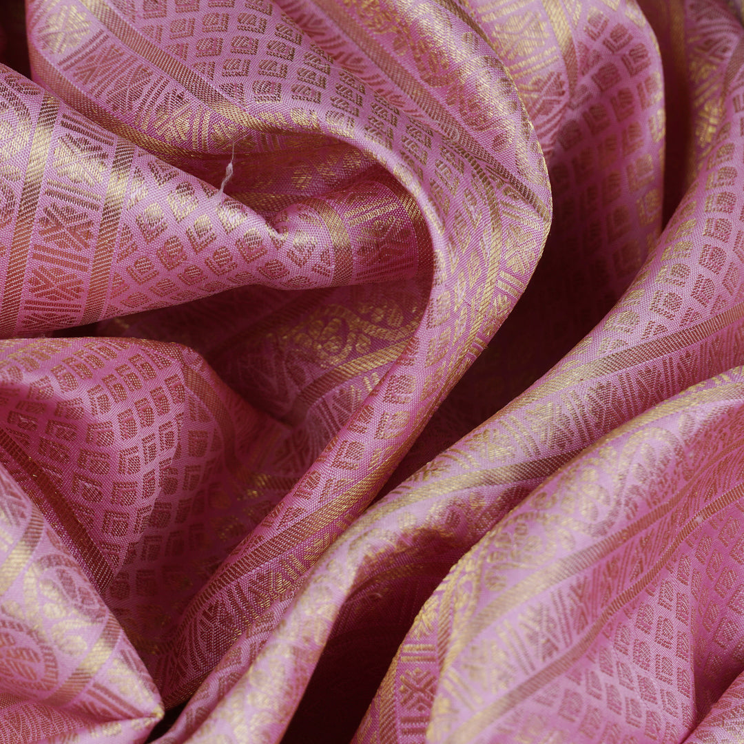 Handwoven Pink with Green Kanjivaram Silk Saree - 1907T003149DSC