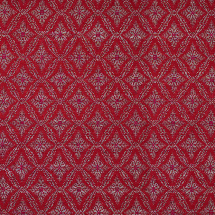 Handwoven Red Banarasi Fabric - 41T006296DSC
