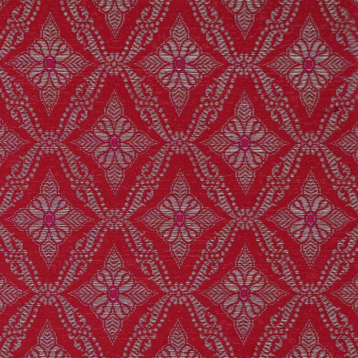Handwoven Red Banarasi Fabric - 41T006296DSC