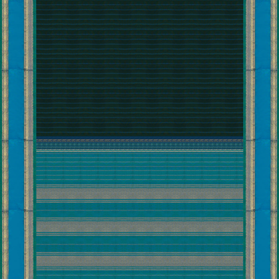 Handwoven Green with Blue Kanjivaram Silk Saree - 1911T007500DSC