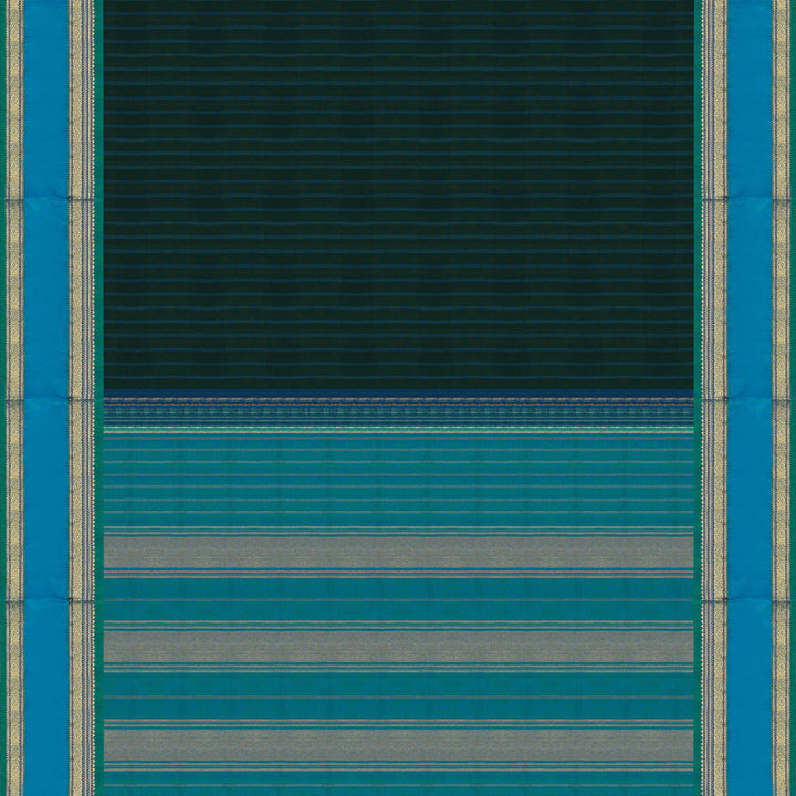 Handwoven Green with Blue Kanjivaram Silk Saree - 1911T007500DSC