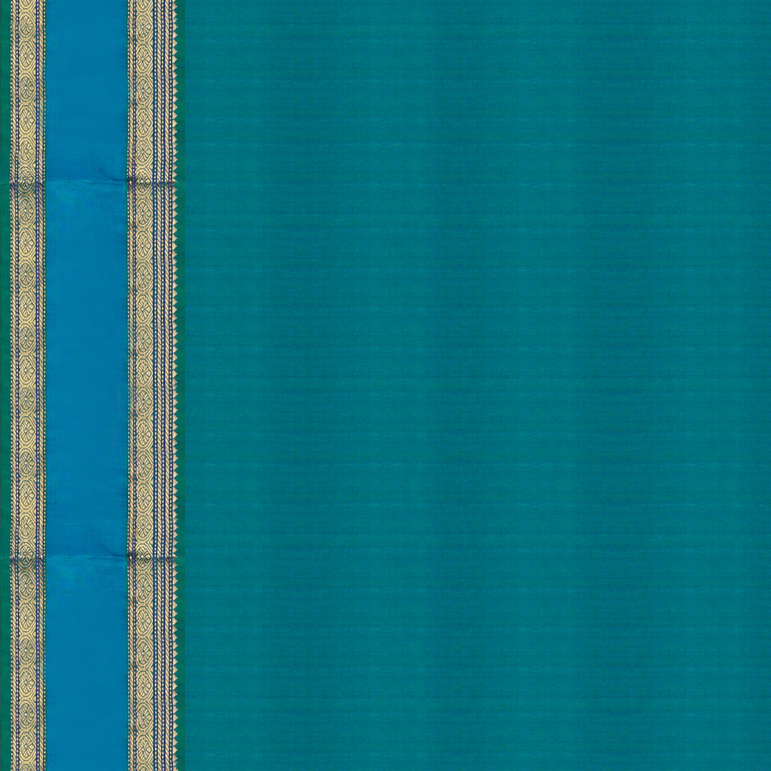 Handwoven Green with Blue Kanjivaram Silk Saree - 1911T007500DSC