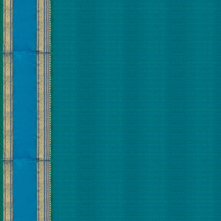 Handwoven Green with Blue Kanjivaram Silk Saree - 1911T007500DSC