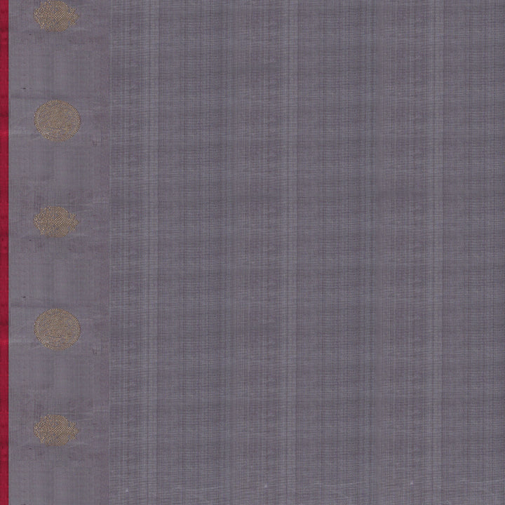 Handwoven Maroon with Grey Kanjivaram Silk Saree - 1912T005871DSC