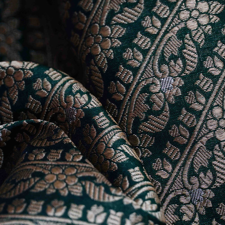 Handwoven Green Banarasi Fabric - 42T006188DSC