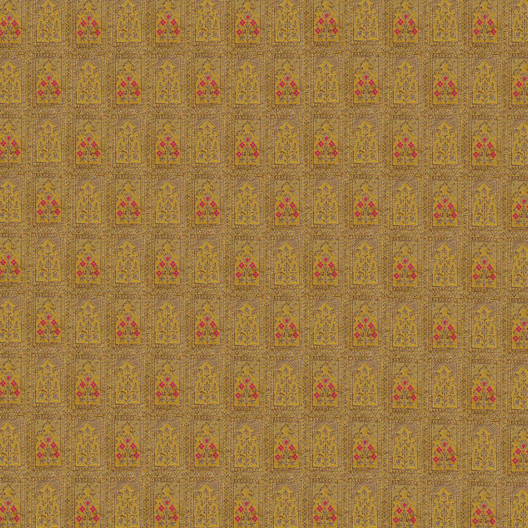 Handwoven Yellow Banarasi Fabric- 43T004409DSC