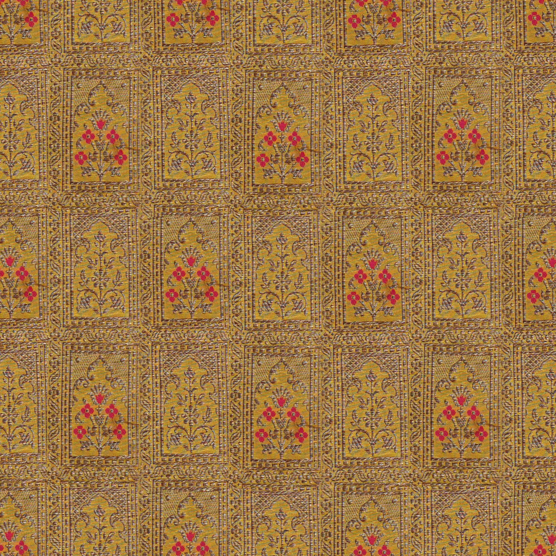 Handwoven Yellow Banarasi Fabric- 43T004409DSC