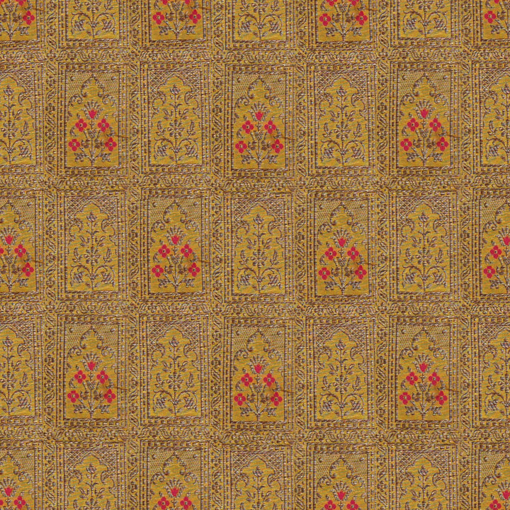 Handwoven Yellow Banarasi Fabric- 43T004409DSC