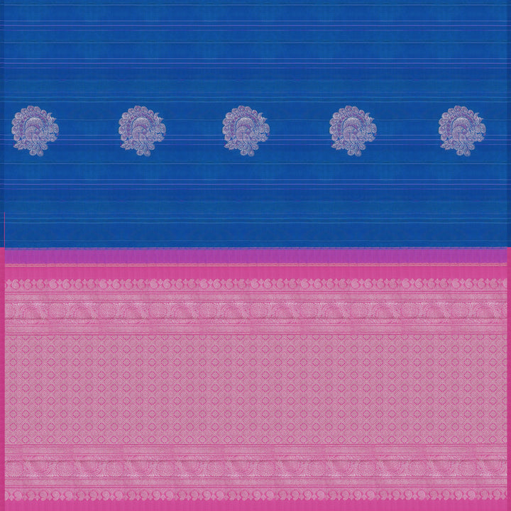 Handwoven Blue with Pink Kanjivaram Silk Saree - 1926T009166DSC